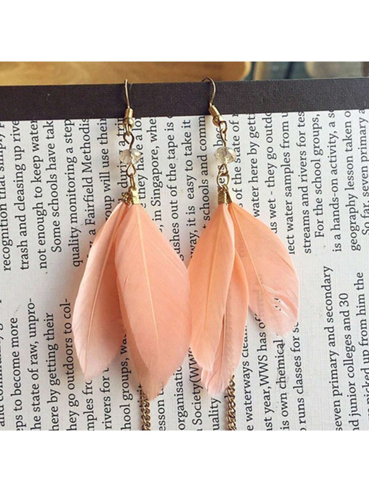 Aretes Estilo Bohemio De Playa Con Plumas Y Borlas Para Vacaciones, Plumas Naturales Multicolores, Arete Con Flecos