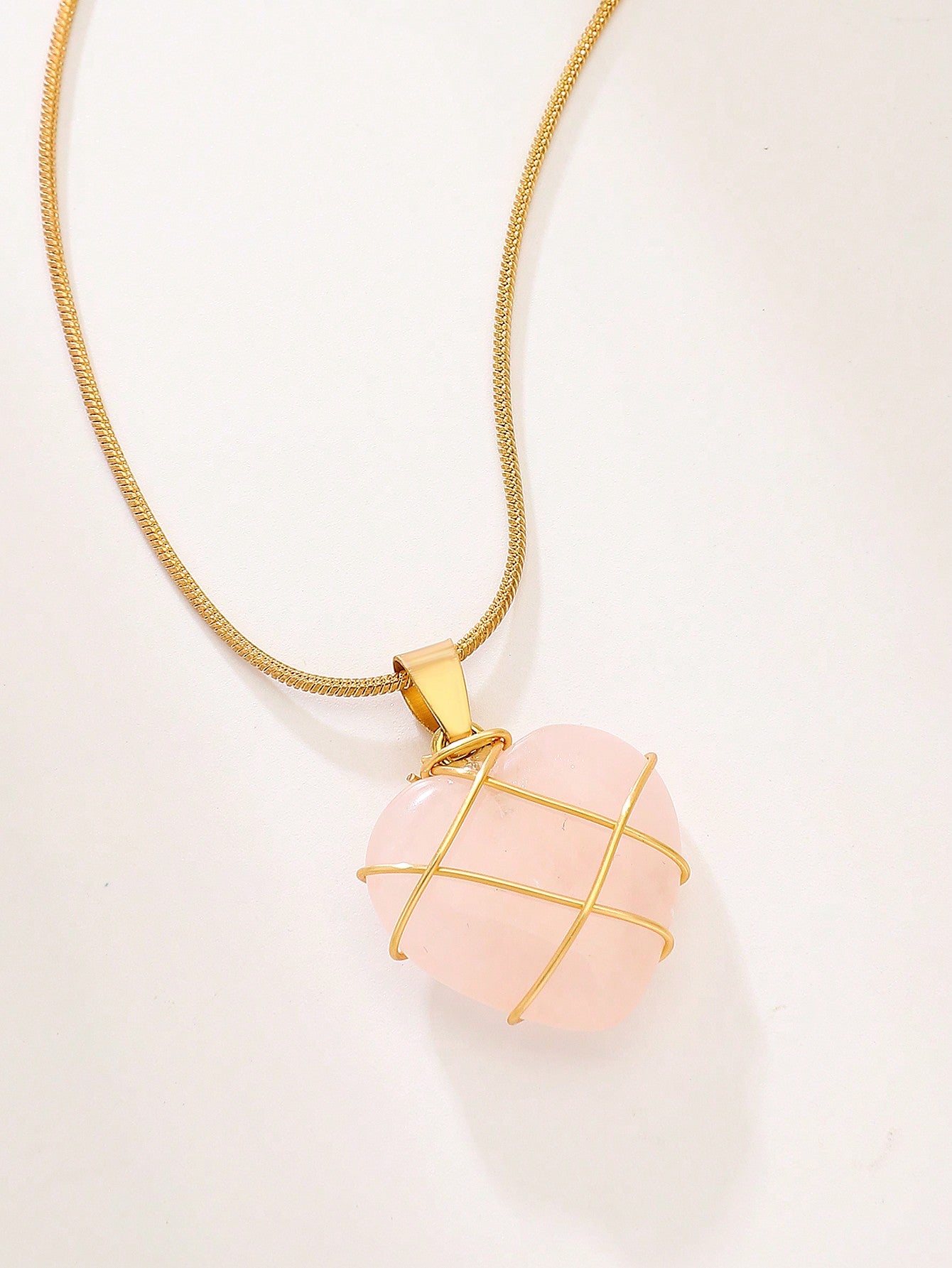 1 pieza Collar de clavícula con diseño envolvente en forma de corazón de cristal y cuarzo rosa, joyería única pero elegante para San Valentín