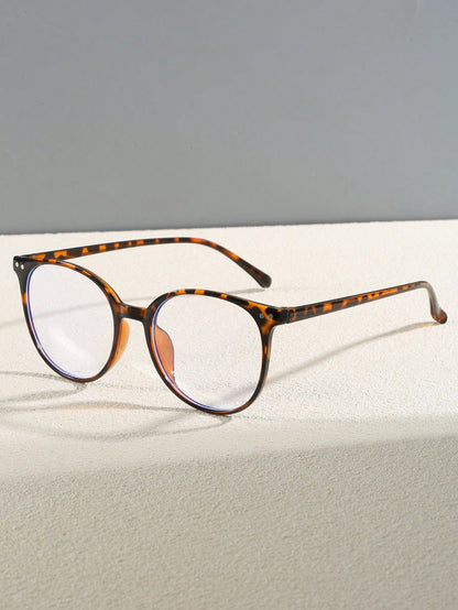 1 par de gafas de moda con lentes redondas y transparentes, adecuadas para combinar a diario y accesorios de vuelta al colegio y playa para mujeres