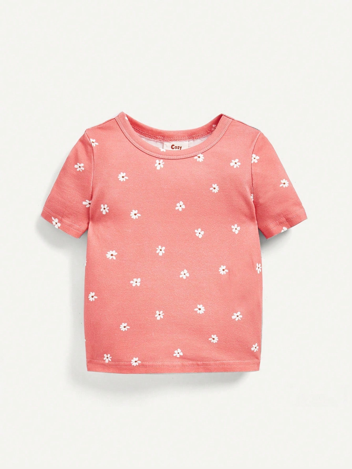 Cozy Pixies Conjunto de pijama ajustado para bebé niña, parte superior de manga corta con cuello redondo con diseño floral y shorts, 4 piezas