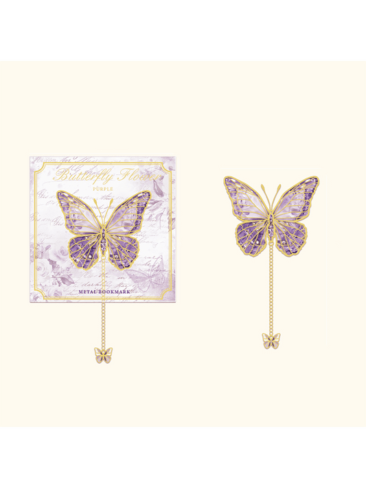 Marcapáginas de metal con diseño de flor y mariposa, marcapáginas de metal y latón de estilo antiguo exquisito para estudiantes