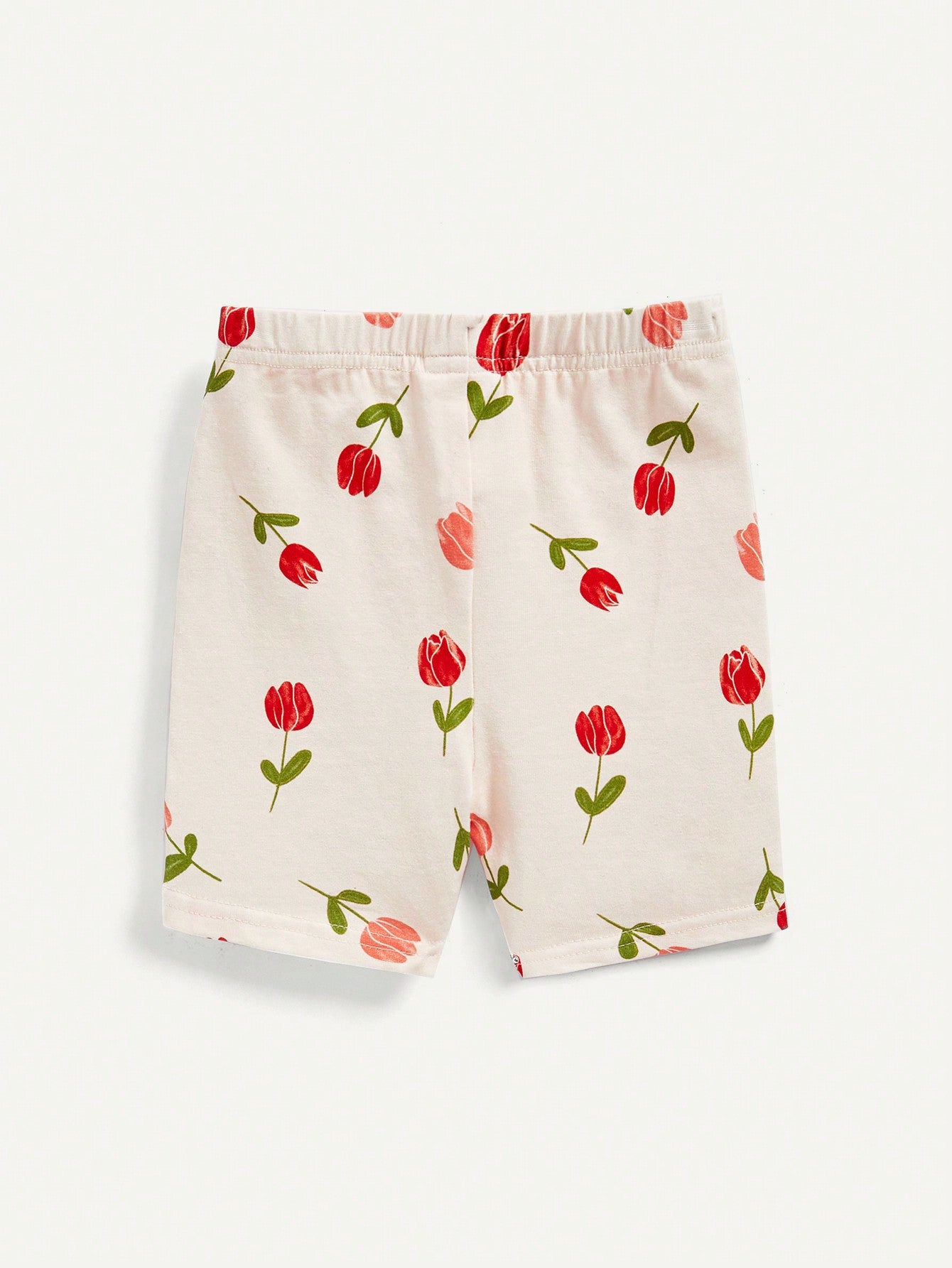 Cozy Pixies Conjunto de pijama ajustado para bebé niña, parte superior de manga corta con cuello redondo con diseño floral y shorts, 4 piezas