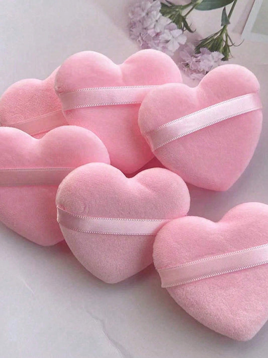 Set de 21 piezas de borlas de terciopelo con forma de corazón, diseñadas para contorno, ojos y área de las esquinas, con recipiente mezclador de esponja de maquillaje para base, adecuado para todo tipo de pieles
