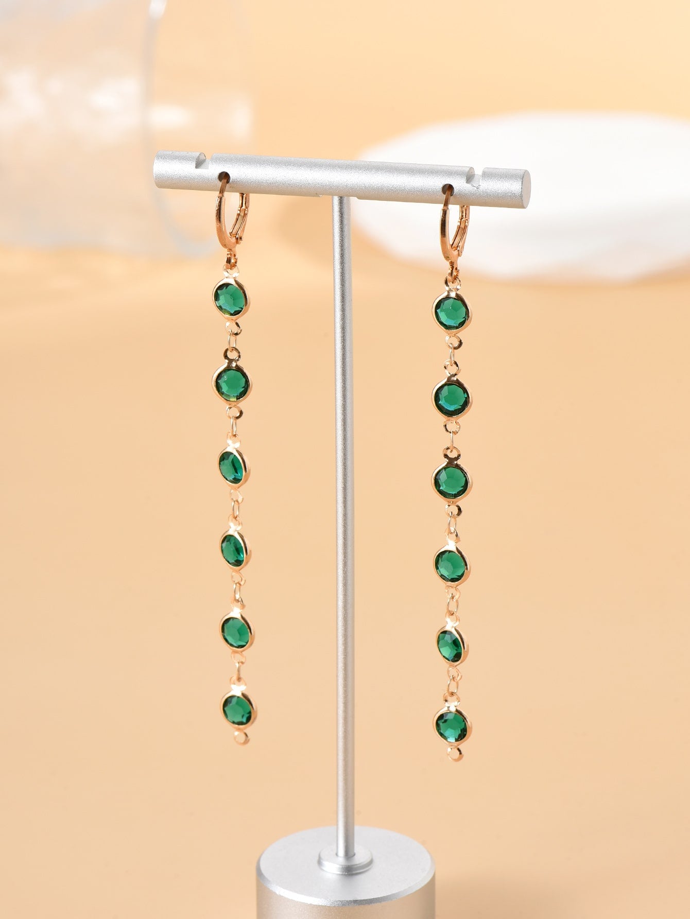 Pendientes largos con diseño de diamante de imitación