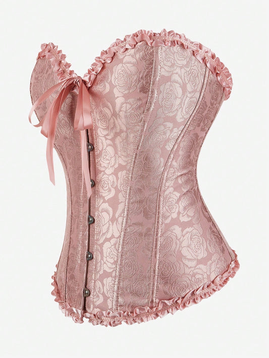 Corpiño de busto alto clásico, corsé sin tirantes con ajuste ceñido, ajustado con boning y ribete de volantes, adecuado para vestidos de gala, fiestas de disfraces y ropa exterior