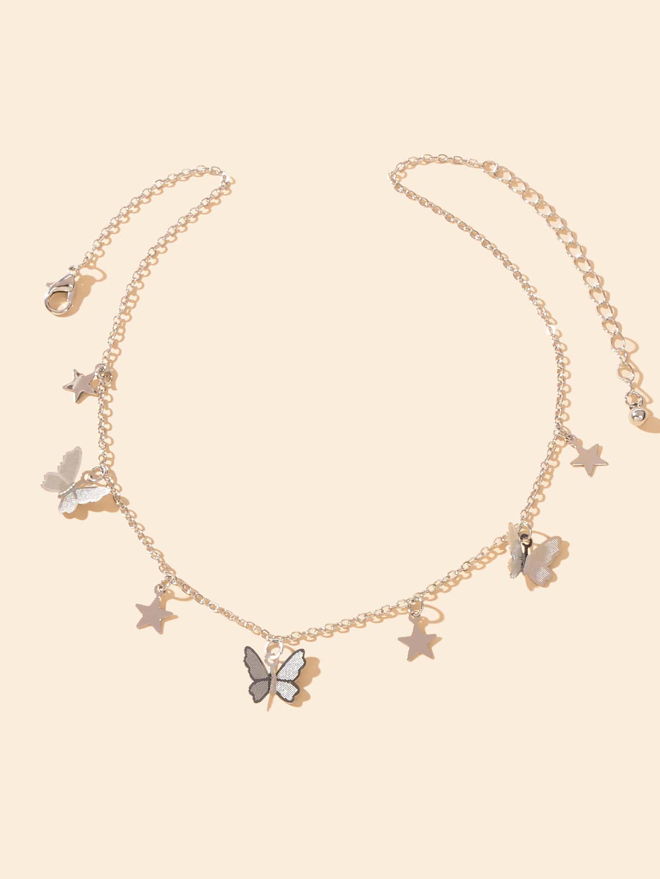 Collar con estrella & con accesorio de mariposa