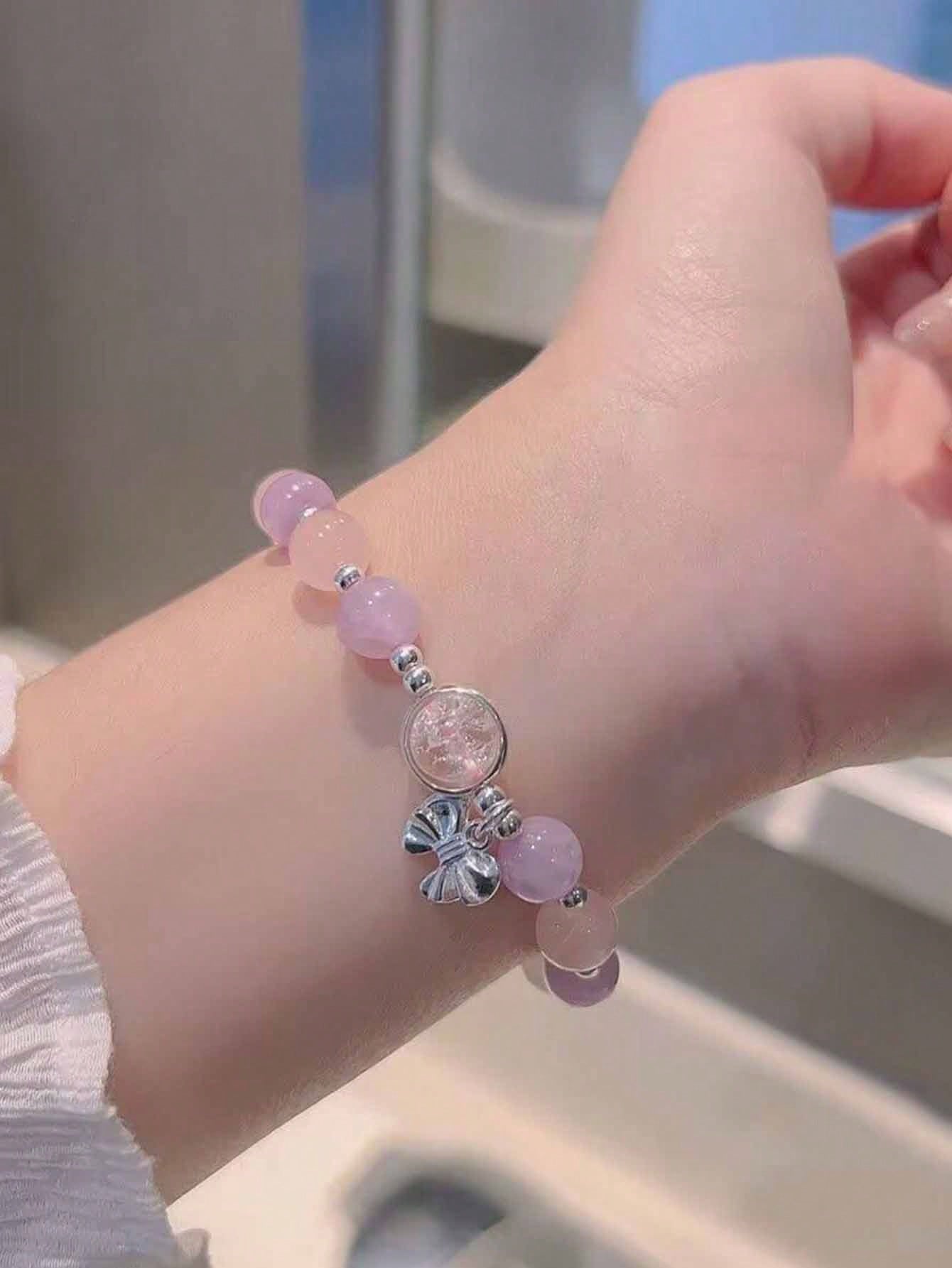 1 pieza Brazalete colgante de piedra de ojo de gato de cristal natural simple y de lazo, joyería para uso diario y de fiesta
