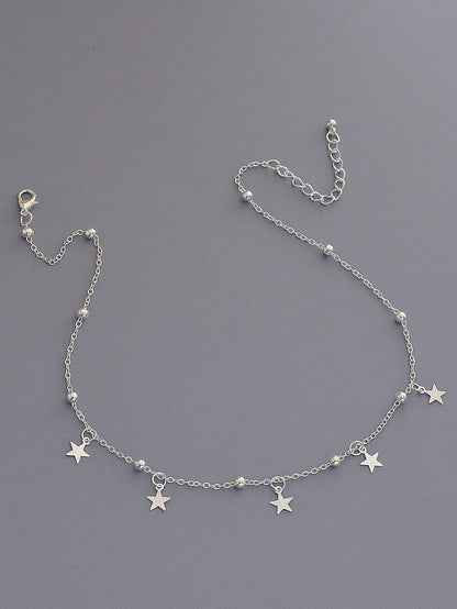 1 Pieza Collar De Plata Con Colgante De Estrella De Cobre Metálico Minimalista De Moda Para Mujeres Y Niñas, Regalos Para Citas, Vacaciones, Fiestas, Festivales, Uso Diario Y Colección De Joyas.