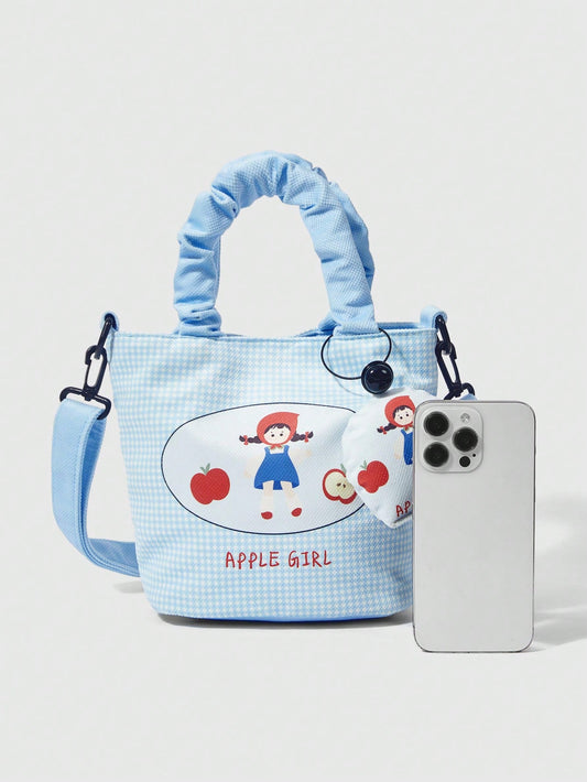 ROMWE Kawaii Bolso de mano estilo cubo con estampado de dibujos animados de moda para mujeres