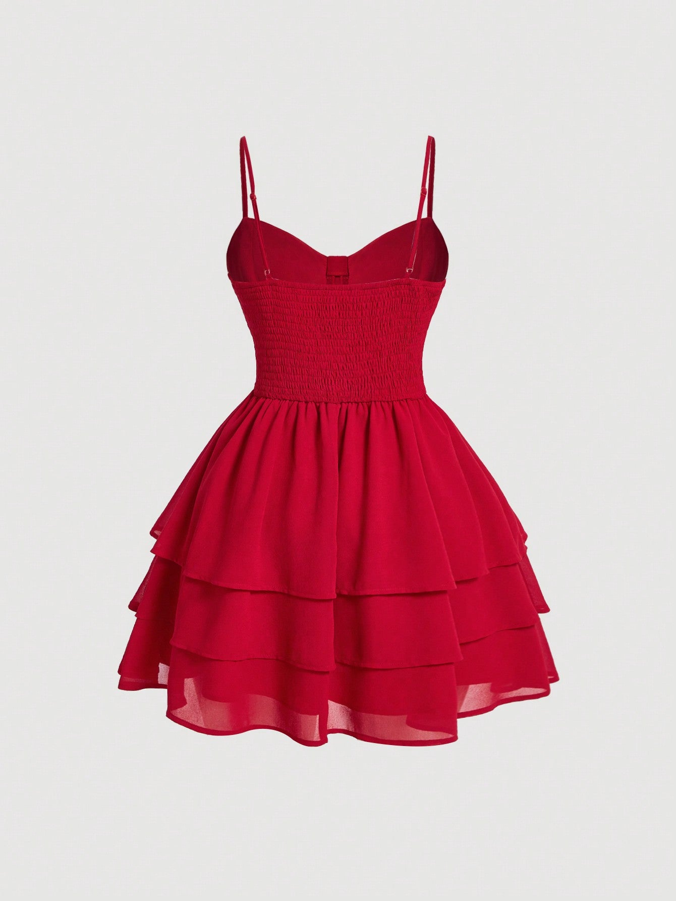 SHEIN MOD Vestido De Tirantes Con Doblez En El Busto, La Cintura Y Varios Capazos En El Dobladillo