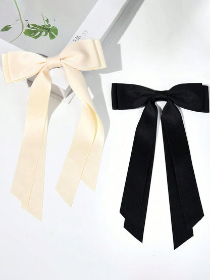 Set de 4 broches de pelo de satén negro, blanco y rojo con lazo, accesorios de pelo elegantes y versátiles de alta gama, adecuados para el uso diario, ir al trabajo, casual, fiestas, lavarse la cara