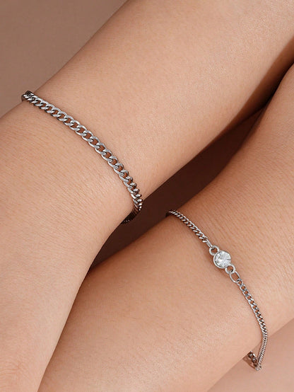 Set de 2 pulseras en forma de corazón de acero inoxidable para parejas, diseño de moda como regalo para enamorados en Navidad, Acción de Gracias y Año Nuevo
