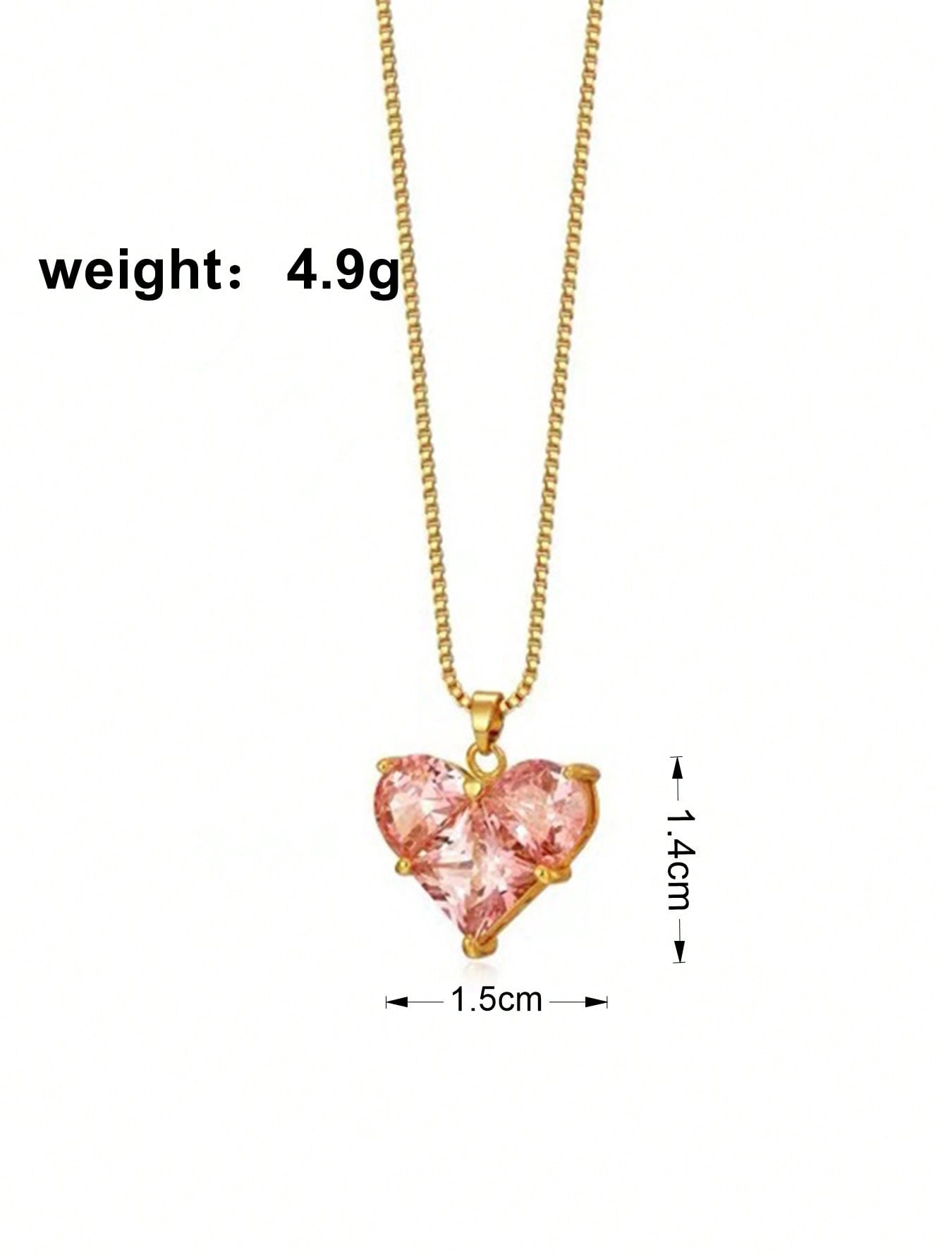 1 pieza Collar en forma de corazón súper brillante de cristal de vidrio rosa, colgante de corazón de moda y lujo ligero