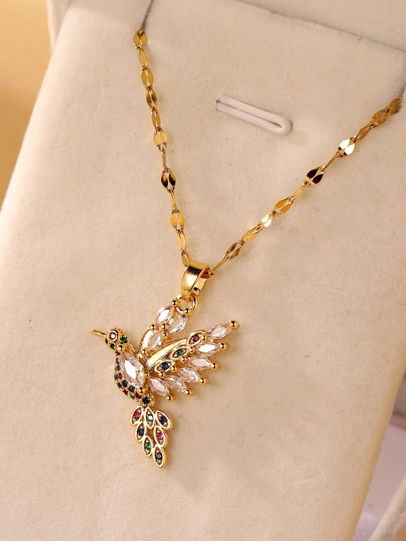 1 Pieza Moda 18k Chapado En Oro Color Acero Inoxidable Rhinestone Colgante De Pájaros Collar Para Mujeres Regalo Diario Y Uso Conmemorativo