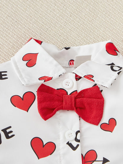 Bebé niño Camisa con estampado de corazón y letra con shorts