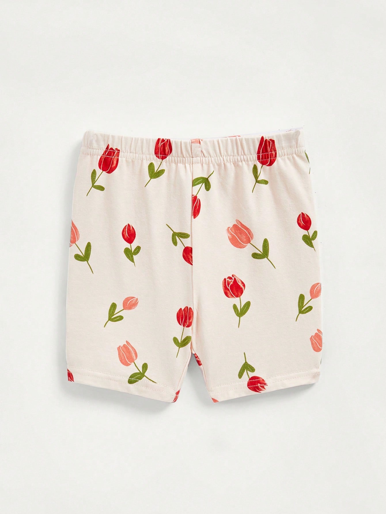 Cozy Pixies Conjunto de pijama ajustado para bebé niña, parte superior de manga corta con cuello redondo con diseño floral y shorts, 4 piezas