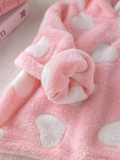 Cozy Pixies Set de 2 piezas de sudadera con capucha y pantalones forrados de peluche para bebé niña, ropa de invierno con orejas 3D