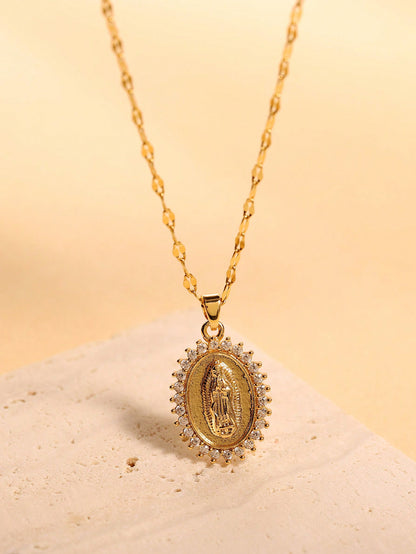 1 pieza Clásico colgante de acero inoxidable de la Virgen María para mujeres, tendencia de moda, joyería, regalo para aniversario, cumpleaños, Día de la Madre