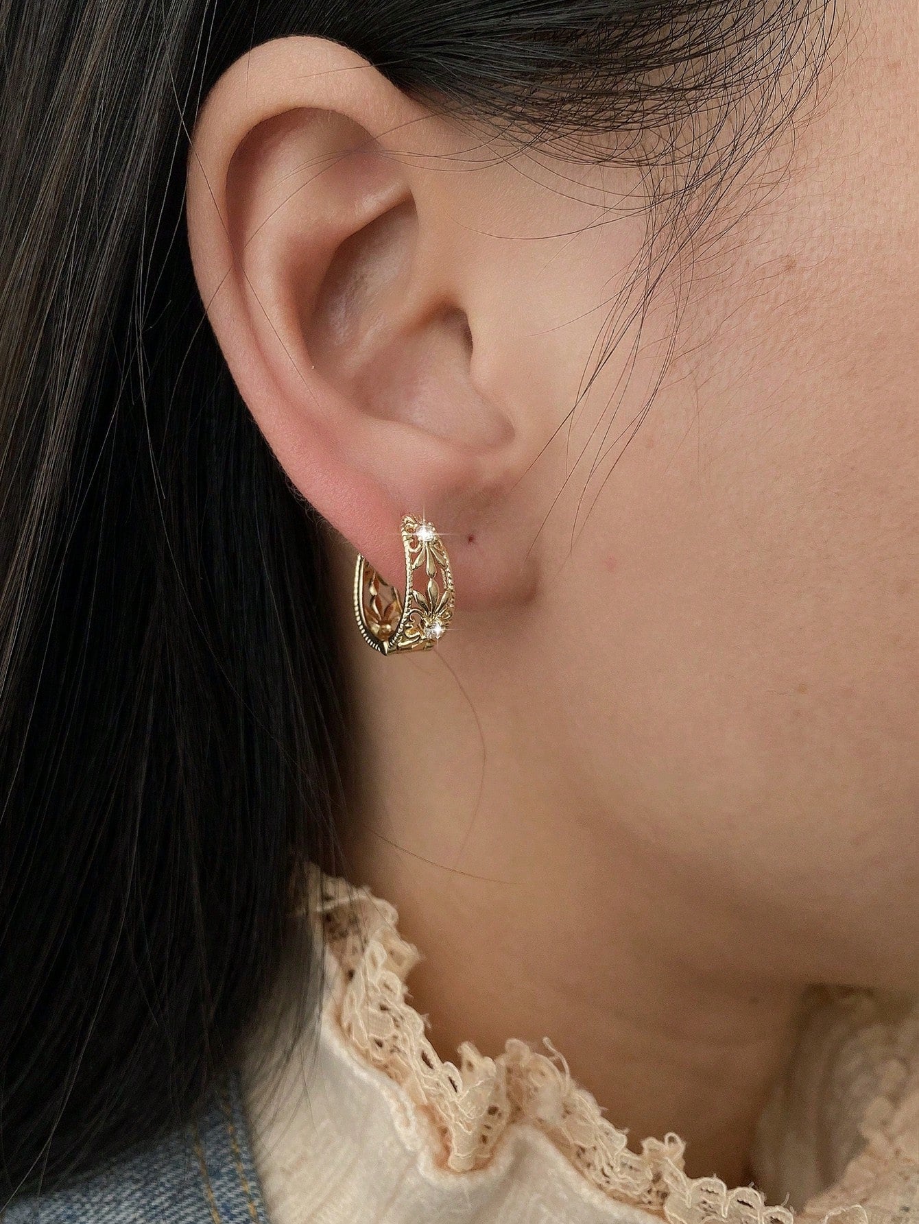 1 Par De Elegantes Aretes De Círculo Geométrico De Cobre Incrustado Con Circonia, Mejor Para Obsequiar En Una Cita