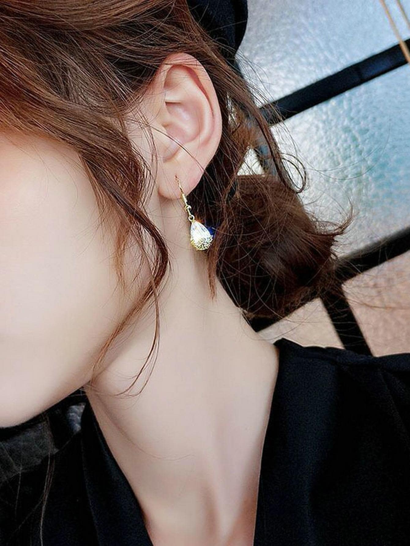 1 par Pendientes con gota de agua zirconia cúbica