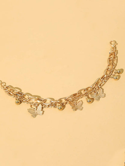 1 pieza Pulsera moda cadena con diseño de mariposa para mujeres para verano vacación fiesta playa de viaje