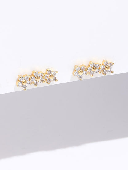 C3012 1 pieza pendientes de tachuela con diseño de flor zirconia cúbica joya de cobre