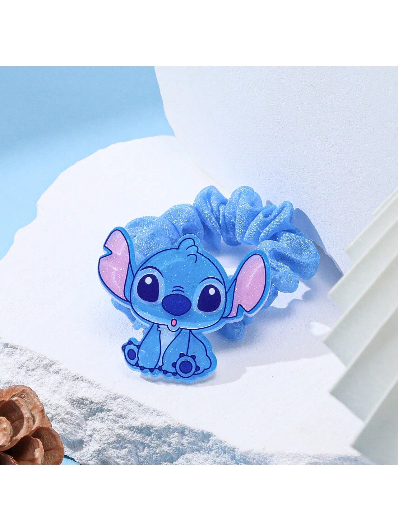 Diadema y horquilla de pelo azul autorizada de la caricatura de anime femenino Lilo & Stitch, accesorio de cabello lindo Kawaii para chicas y mujeres