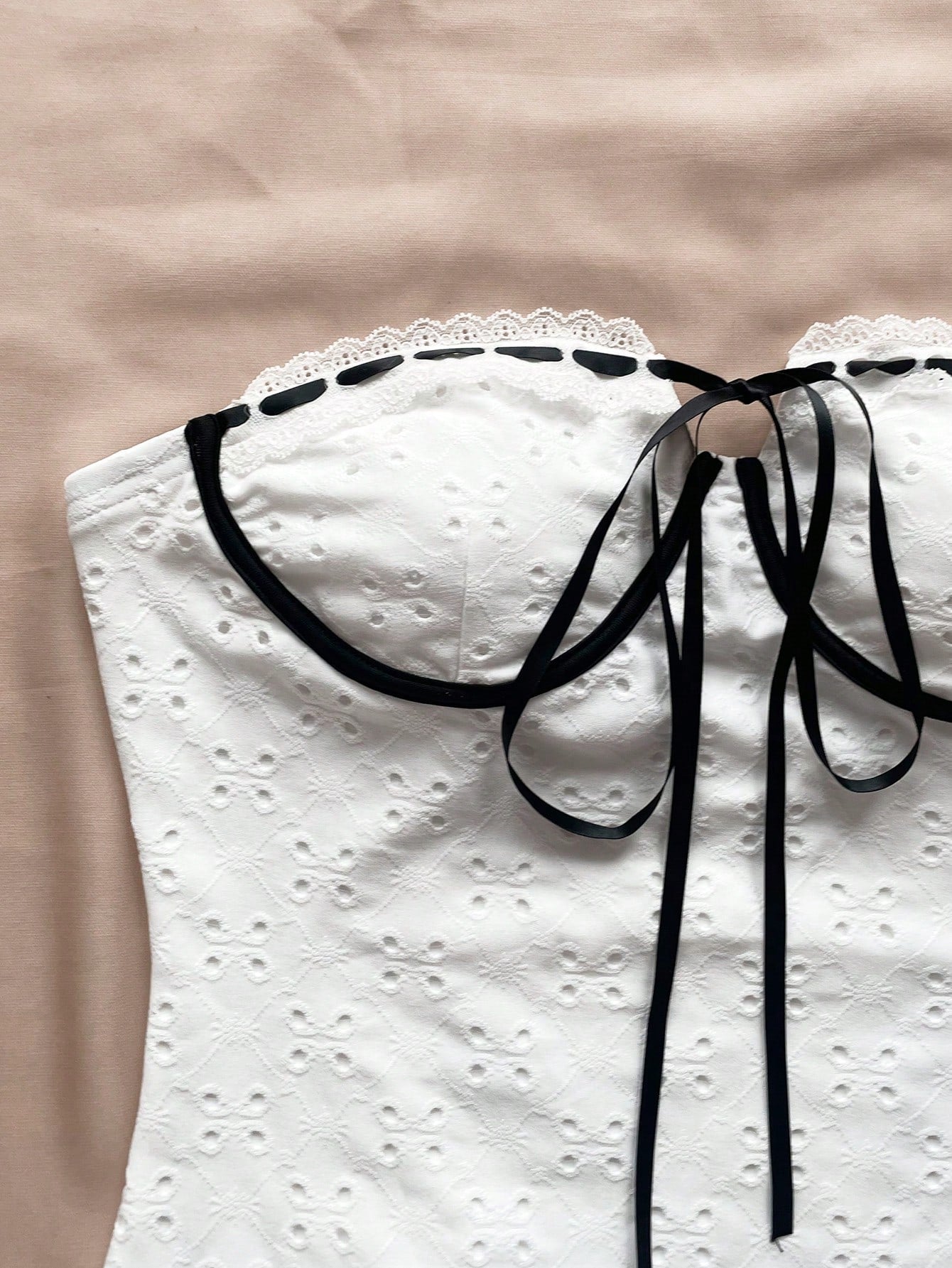SHEIN WYWH Vestido de vacaciones bandeau con textura y colores de contraste para mujer