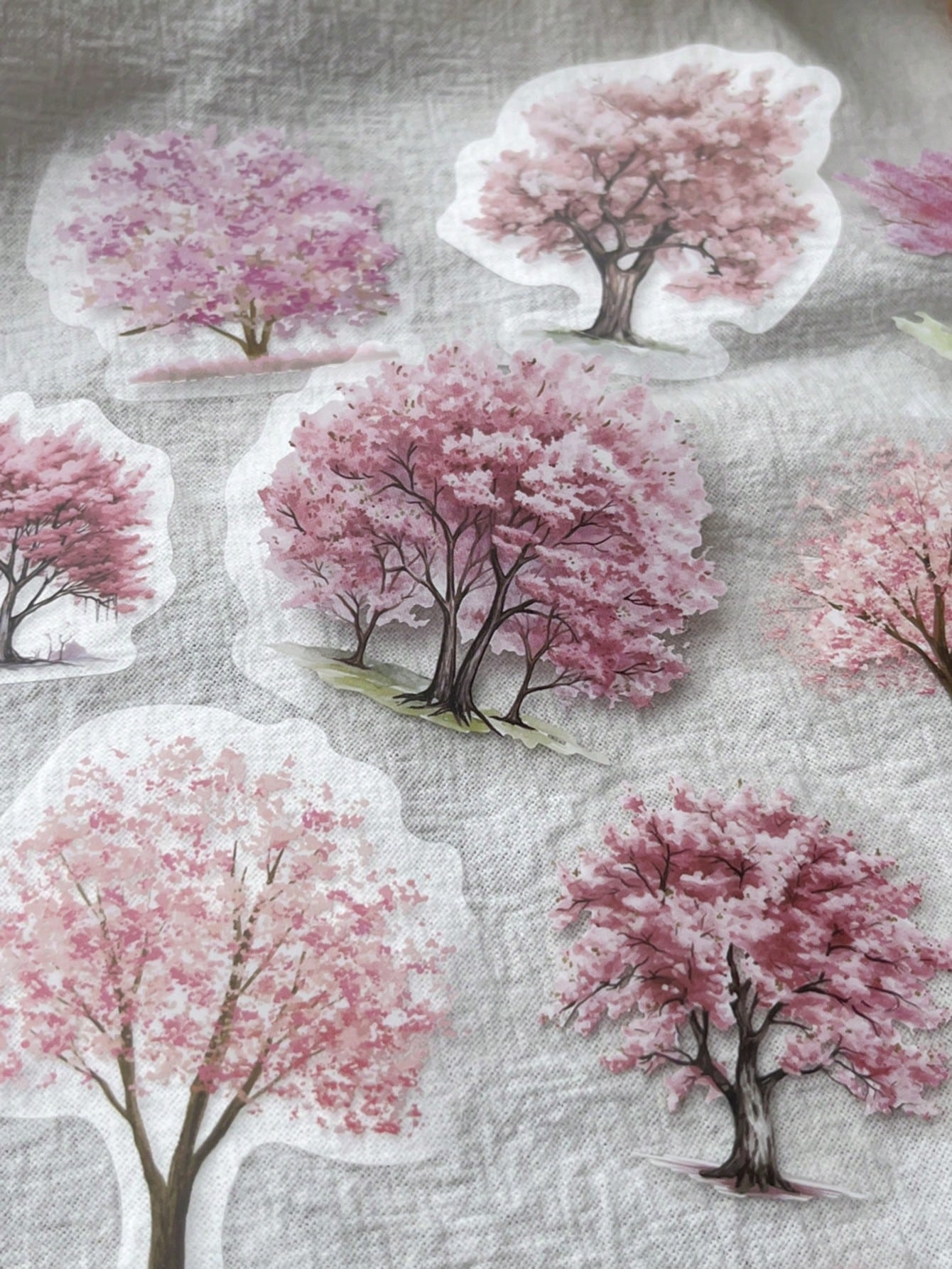 40 piezas de pegatinas PET de material de decoración de bricolaje con estilo INS de árboles de cerezo pequeños y frescos para Scrapbooking de paisajes