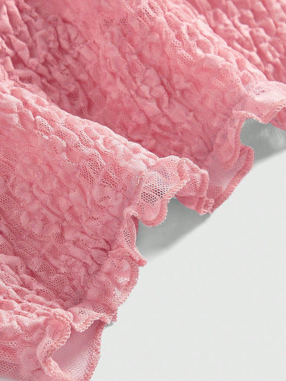 ROMWE Fairycore Top Rosa Sin Tirantes Con Flor De Rosa En 3d Para Mujeres