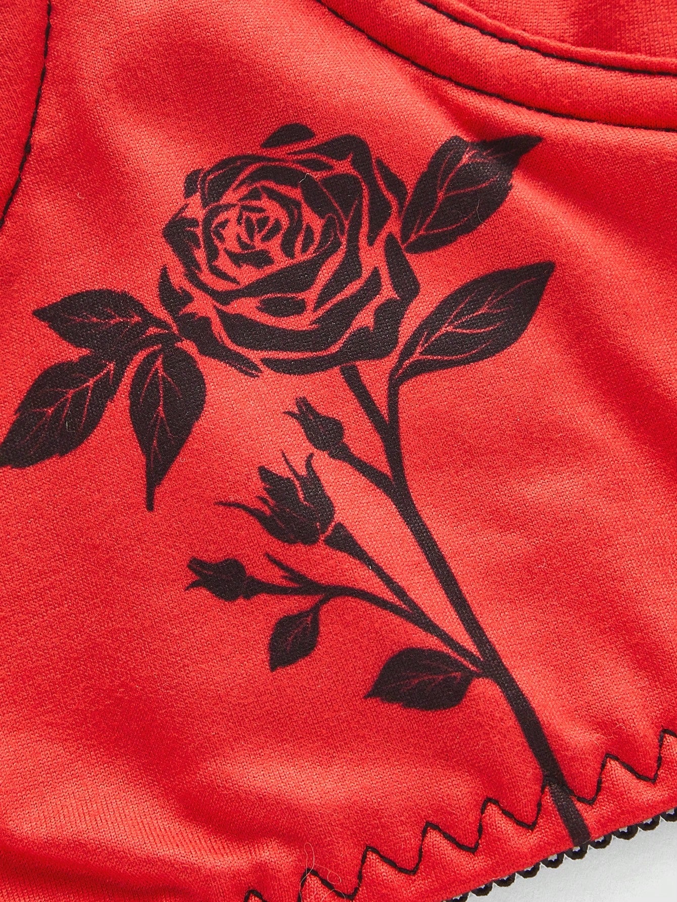 ROMWE Goth Sujetador Con Aros Para Mujer, Conjunto De Lencería Con Diseño De Rosa Impresa Y Encajes