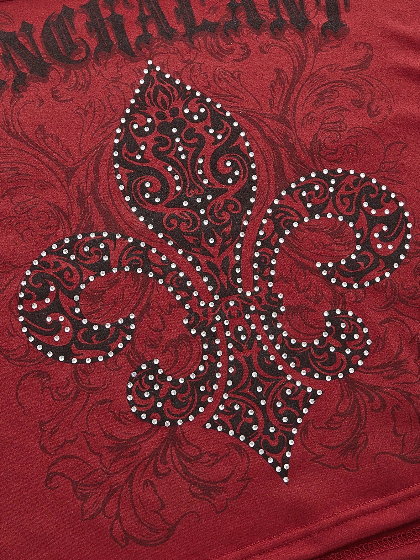 ROMWE Grunge Punk Camiseta Con Cuello Redondo Amplio Y Con Diseño De Flores, Diamantes De Imitación, Letras De Vid Y Con Hombros Caidos Para Mujeres Con Mangas Cortas Y Ajuste Holgado