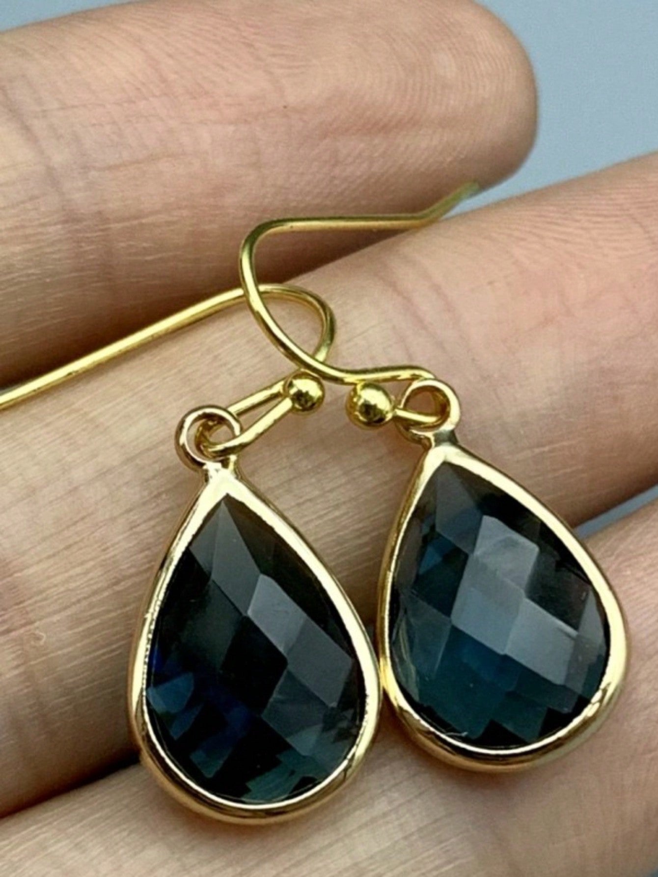 Aretes Colgantes Decorados Con Piedras Preciosas Naturales De Forma De Lágrima Azul, Joyería Elegante De Estilo Bohemio Boho, Ornamentación De Banquete