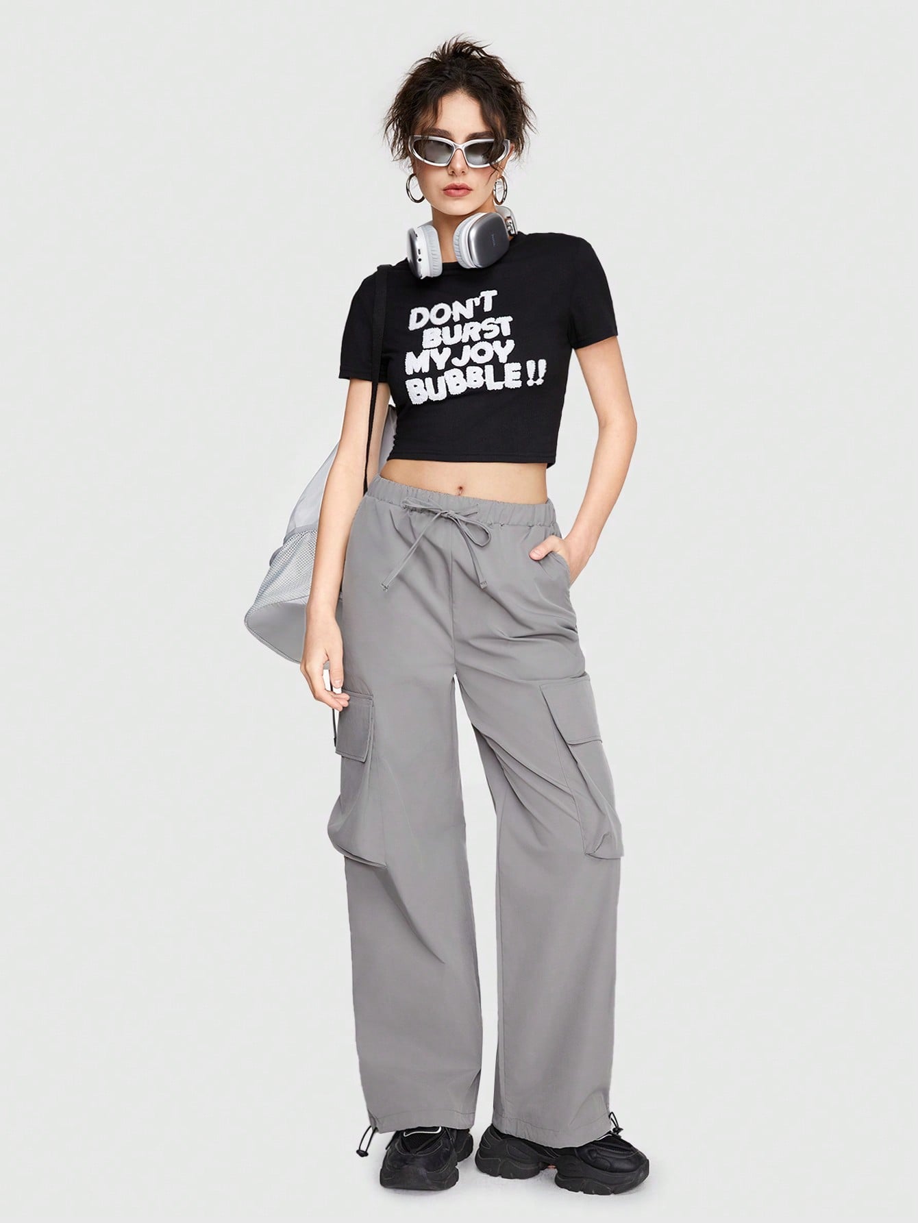 ROMWE Grunge Punk Camiseta Corta De Manga Corta Con Estampado De Slogan