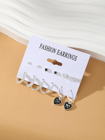 6 de verano pequeño fresco de mujeres con estrella Love Pendientes colgante Set