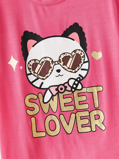 ROMWE Kawaii Camiseta Linda Impresa Con Letra Y2k Y Caricatura Para Mujeres