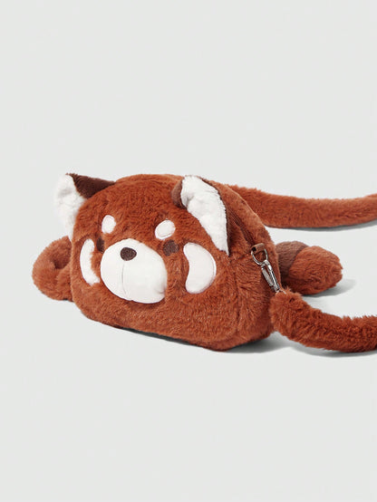 ROMWE Kawaii 1 pieza Nuevo bolso bandolera o cruzado casual con diseño de mapache marrón lindo y de dibujos animados
