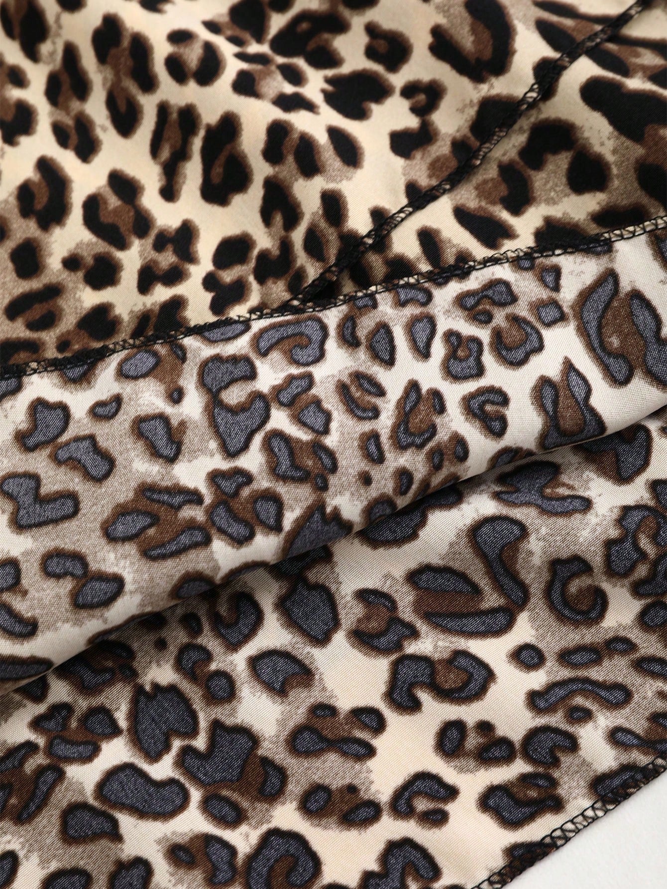 EgrlEra Falda en línea A con varios pliegues, de cintura baja, con estampado de leopardo, y un lazo decorativo en contraste de color negro para mujeres
