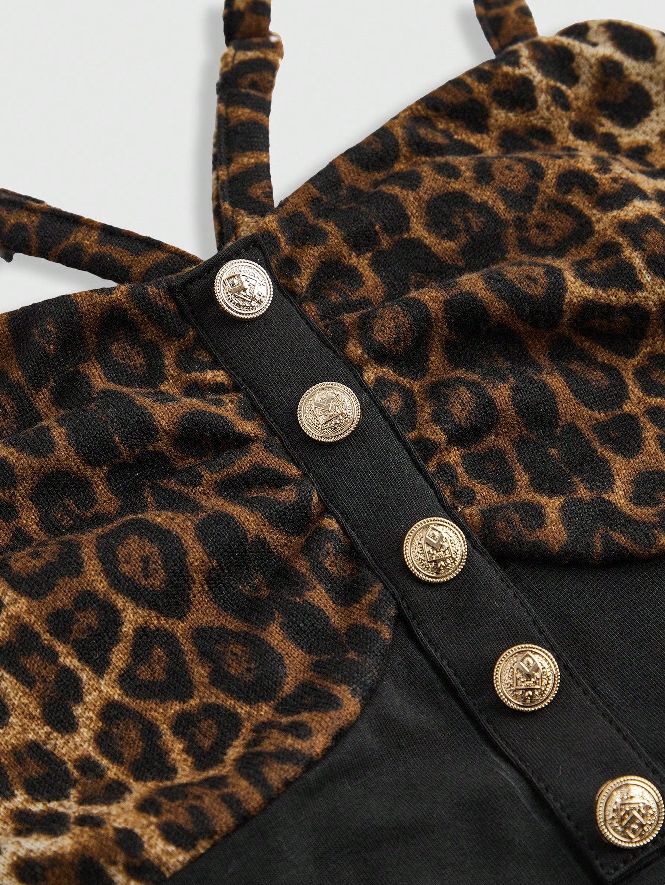 ROMWE Grunge Punk Top corto con espalda descubierta, puños y estampado de leopardo en patchwork con estilo Y2K Gyaru