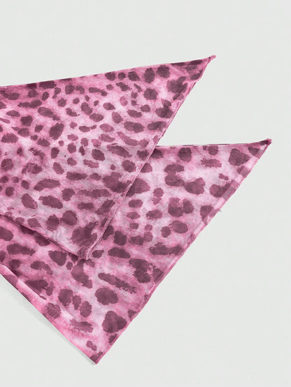 ROMWE Blusa con volantes de malla con estampado de leopardo para mujer