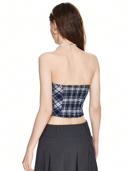ROMWE Kawaii Parte superior estilo colegial universitario impresa con borde de encaje y lazo como acentos para mujer, de vuelta al colegio