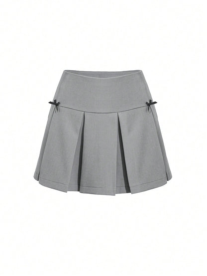 Dazy X KIMYOUJUNG Falda corta plisada para mujer con decoración de lazo