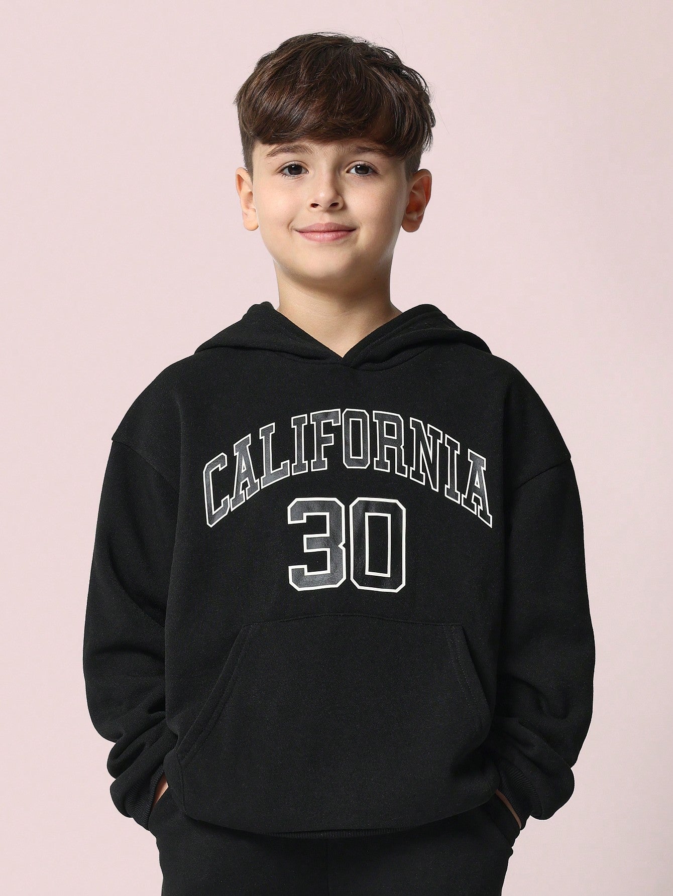 Conjunto de 2 piezas para niños preadolescentes formado por sudadera con capucha y pantalón jogger cómodos con estampado gráfico de California
