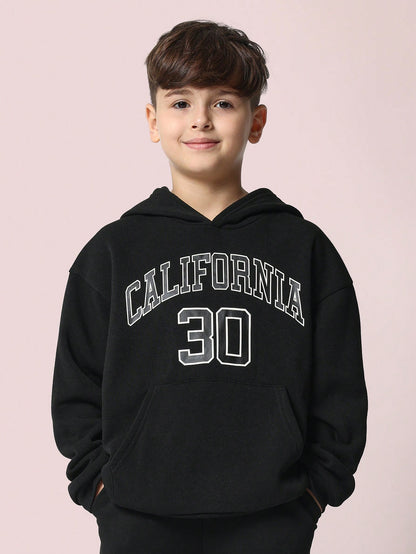 Conjunto de 2 piezas para niños preadolescentes formado por sudadera con capucha y pantalón jogger cómodos con estampado gráfico de California