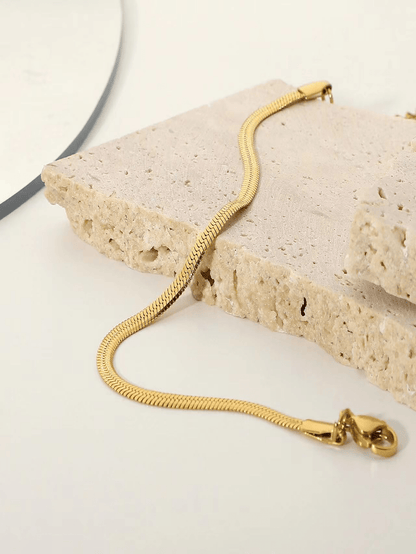 Camhanno 1 pieza de pulsera sencilla y casual de acero inoxidable con diseño de serpiente plana redonda, adecuada para uso diario, regalo para parejas