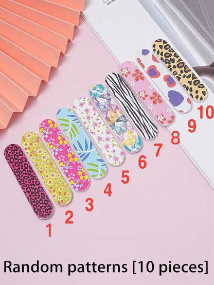 50 piezas Limas de uñas portátiles duraderas de doble cara, aptas para uñas naturales y artificiales, diseño compacto y colorido para manicura y pedicura
