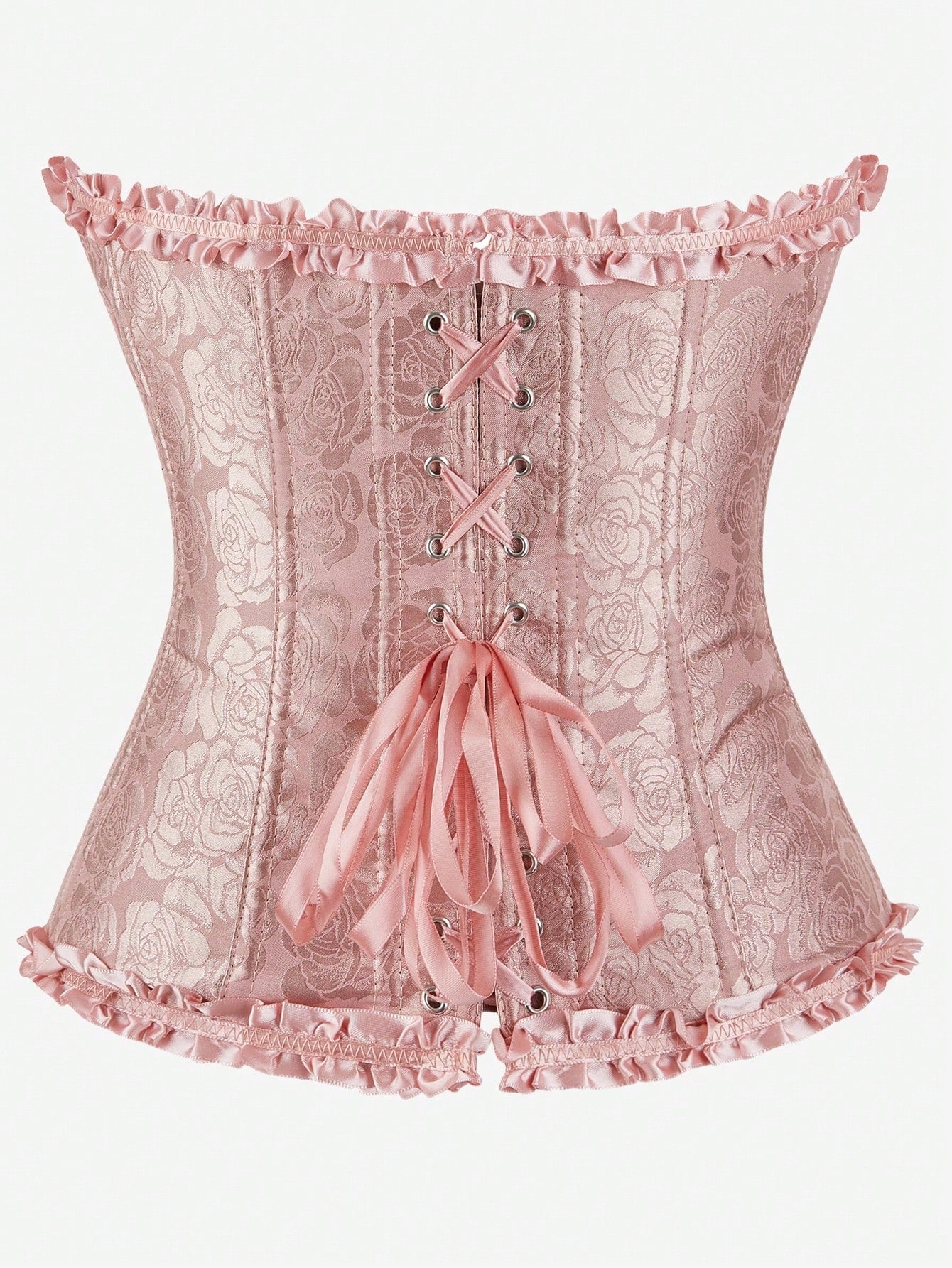 Corpiño de busto alto clásico, corsé sin tirantes con ajuste ceñido, ajustado con boning y ribete de volantes, adecuado para vestidos de gala, fiestas de disfraces y ropa exterior