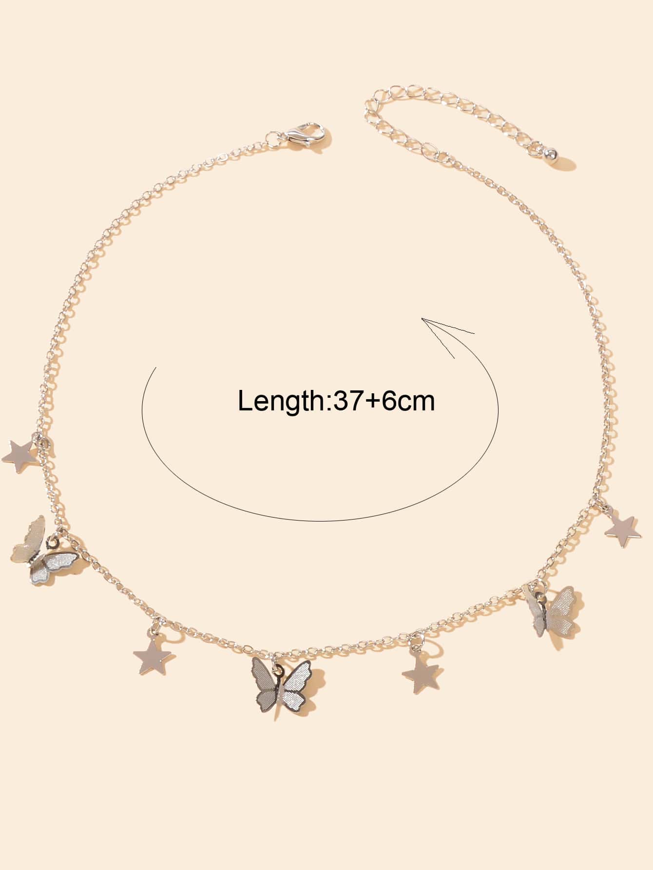 Collar con estrella & con accesorio de mariposa