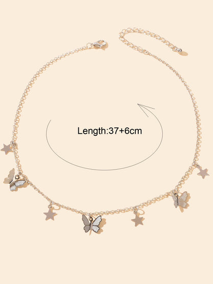 Collar con estrella & con accesorio de mariposa