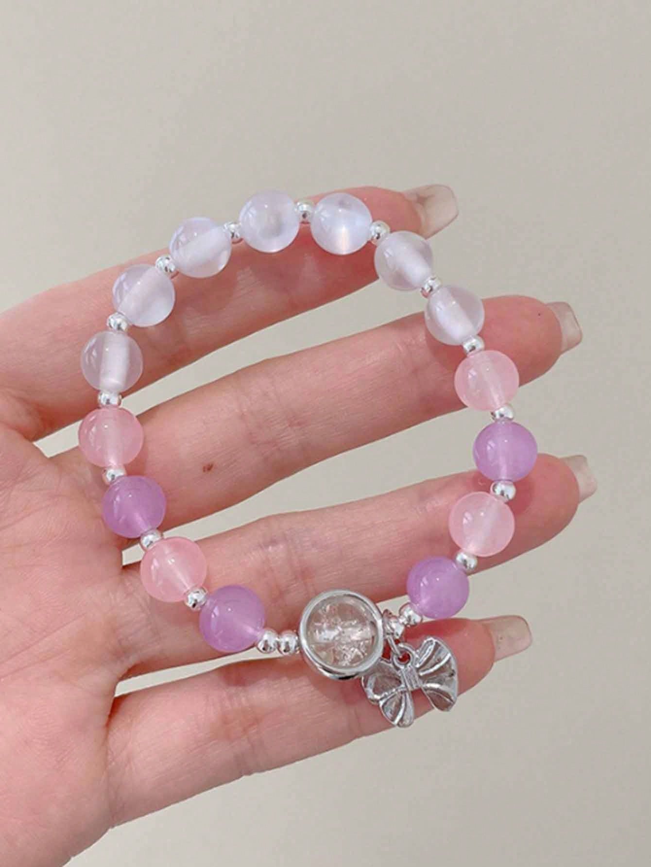 1 pieza Brazalete colgante de piedra de ojo de gato de cristal natural simple y de lazo, joyería para uso diario y de fiesta